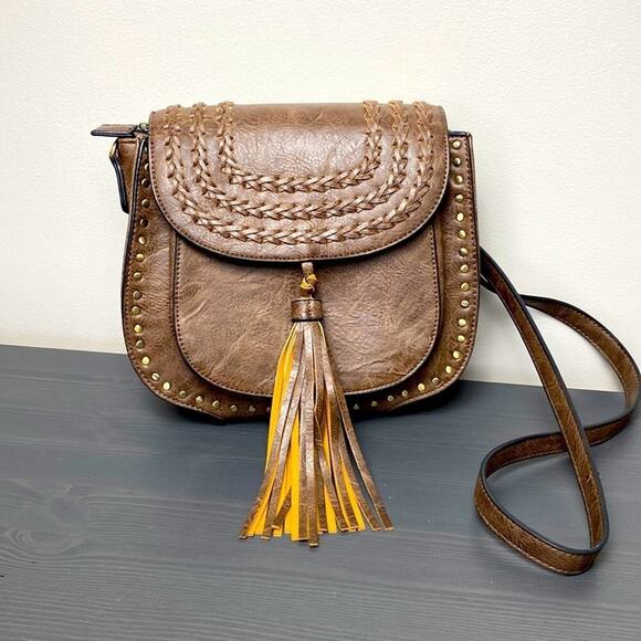 Antik Kraft Handbags - ANTIK KRAFT Vegan Leather Satchel Boho Crossbody Bag Adjustable Strap OS